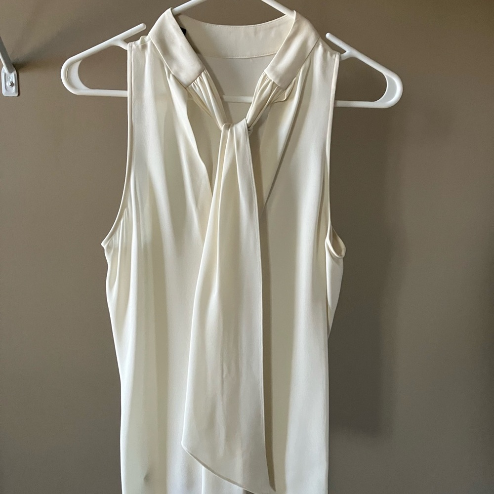Theory Cream Tie-Neck Blouse